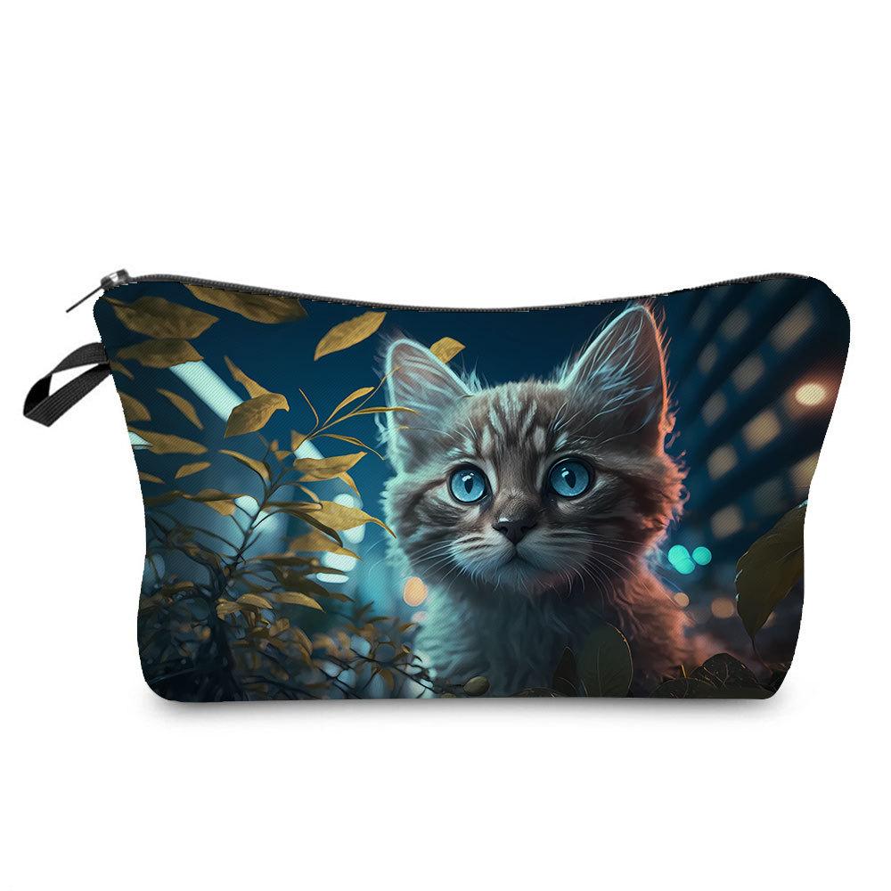 Women Cat Print Cosmetic Bag Toiletries Organize Travel Storage Case 6772