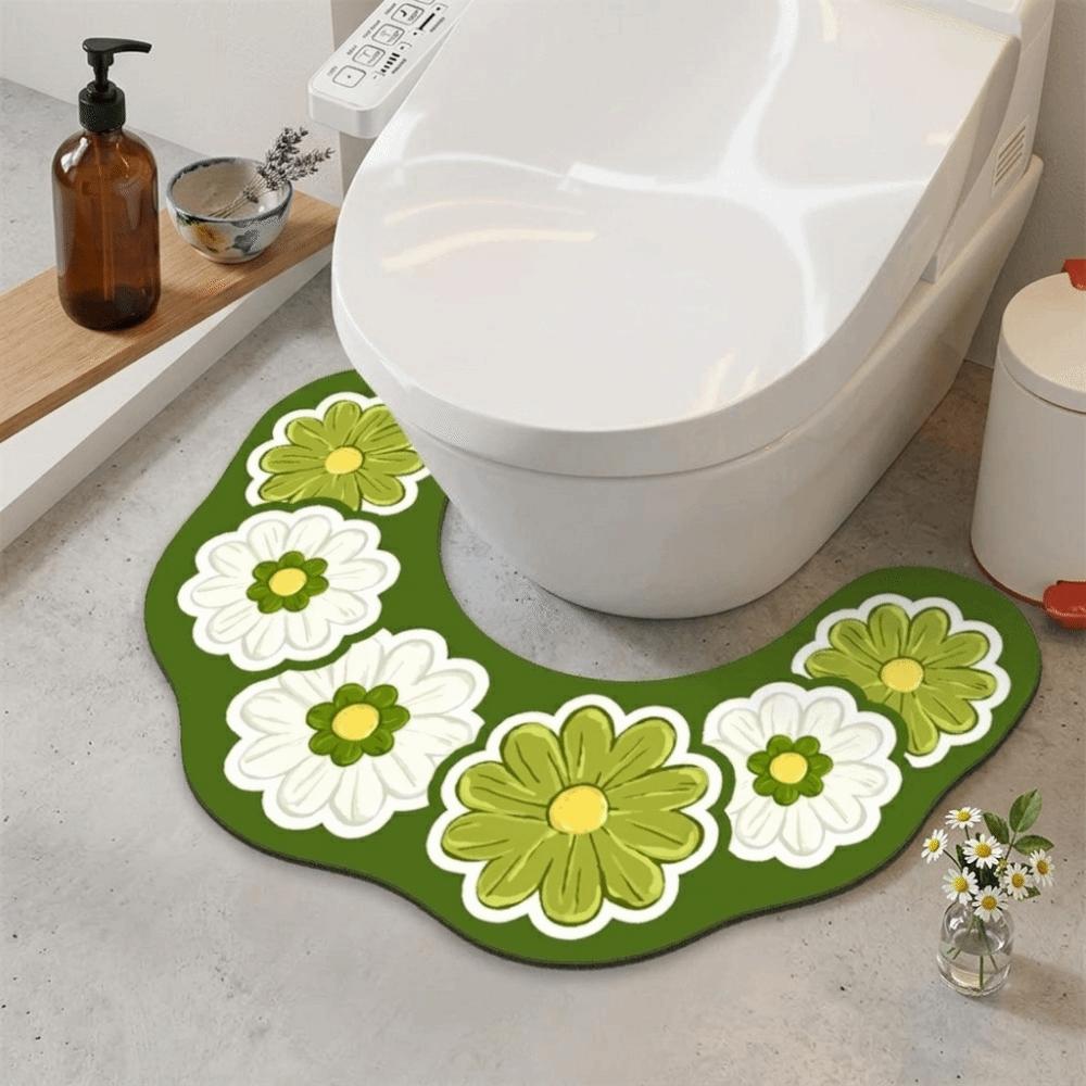 Water Absorbing Bathroom Mat Anti Slip Door Mat Carpet Floor Pad U-shaped Floor Mat Toilet Room