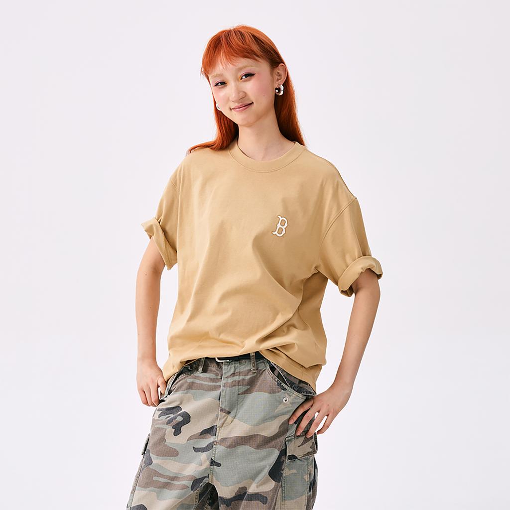 New MLB Boston Red Sox Basic Collection SS25 T-Shirt Unisex Light Beige Yellow 3ATSM0653-43BGL