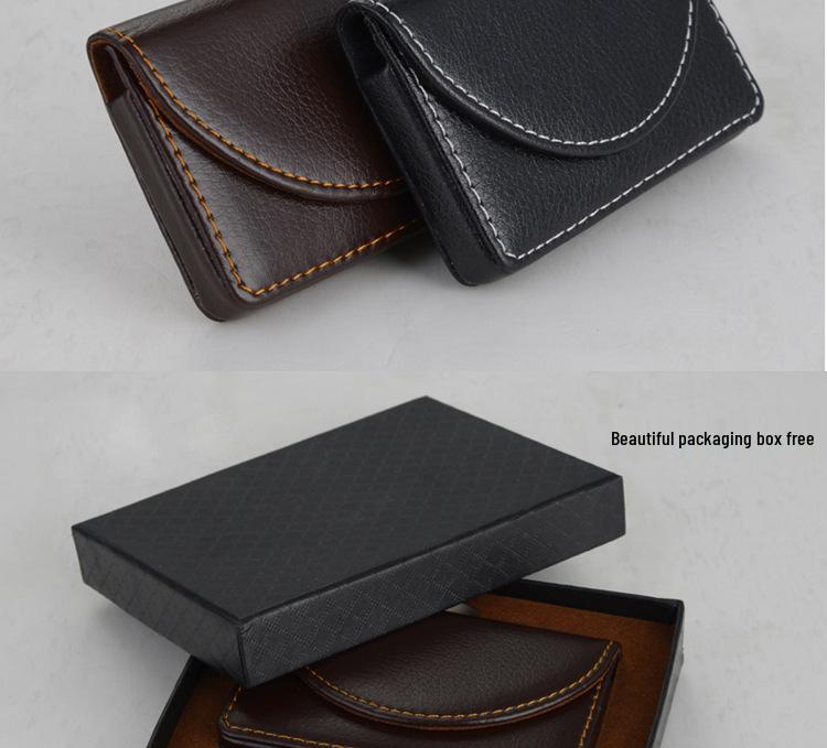 Leather & Stainless Steel Business Card Holder - Half Round Design 03
