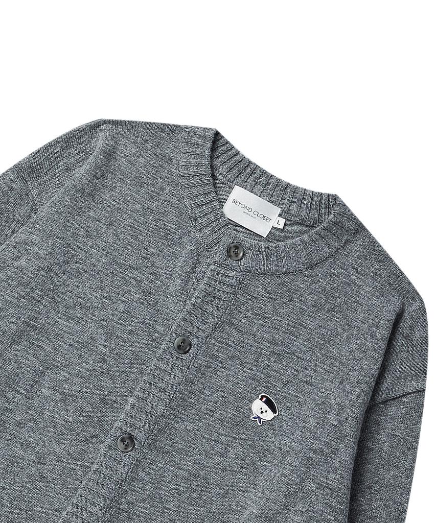 Beyond Closet Ilp Signature Wappen Soft Touch Round Cardigan Gray