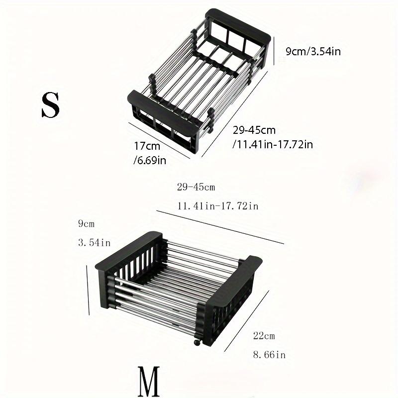 1pc Adjustable Dish Drainer Telescopic Over Sink Dish Drying Rack with  Fruit Vegetable Drain Basket Kitchen Tools and Utensils
