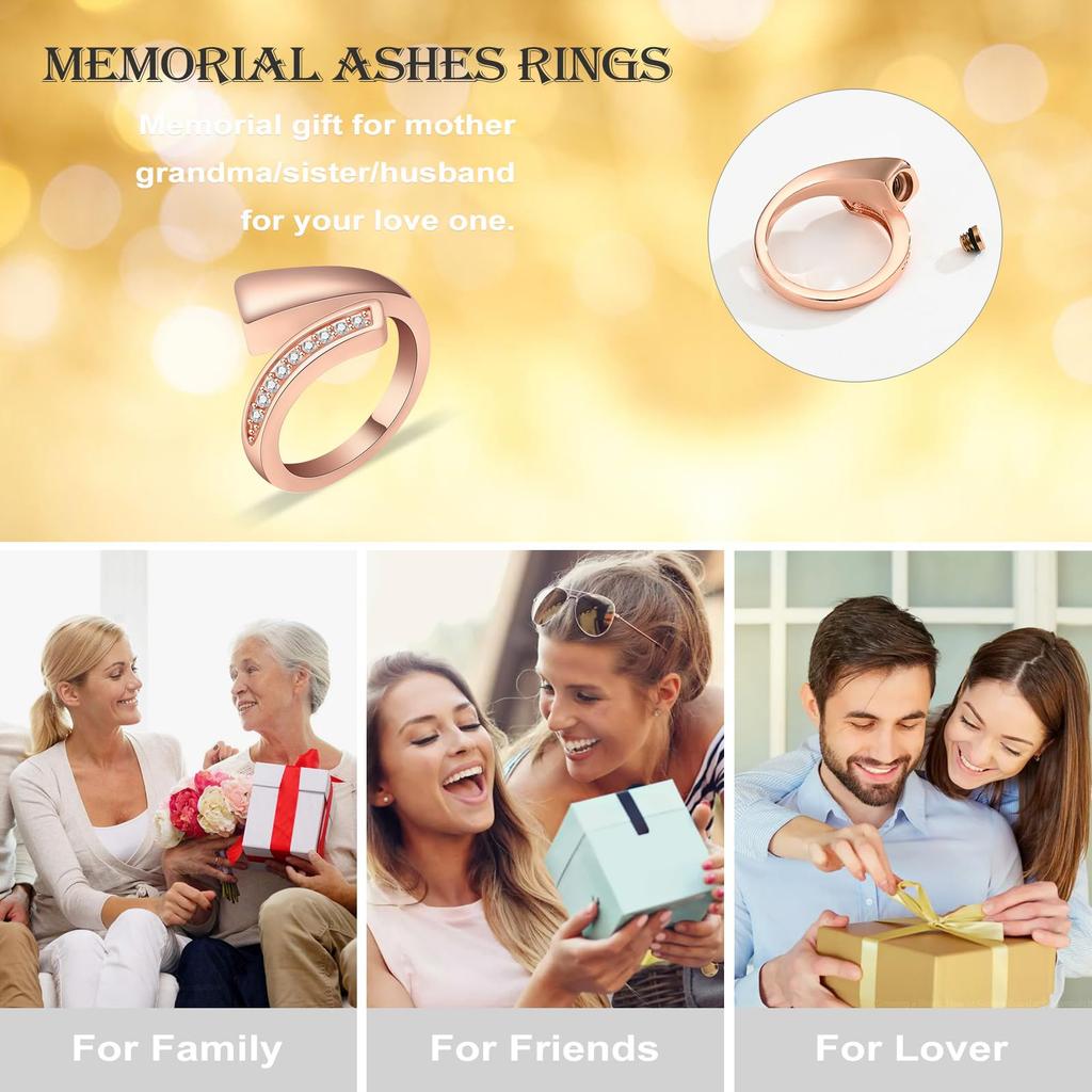 [QGJNSGC] Infinity Urn Ring, Cremation Ring for Ashes, Stainless Steel, for Women and Men, Human and Pet Ashes Holder, Funeral Keepsake Jewelry (Rose