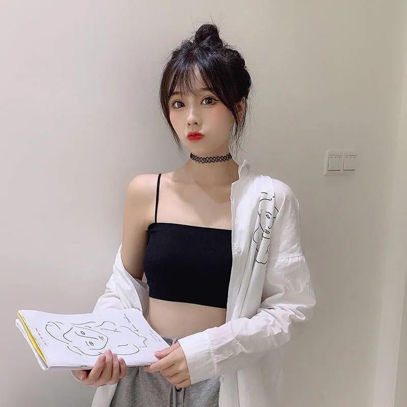 Women Summer Thin Ice Silk Seamless Bandeau Tube Top Anti Exposure Inner Wear