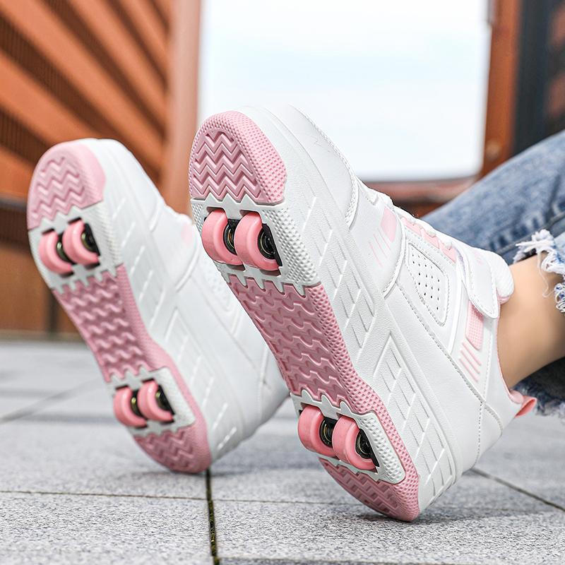 KIDS Four Wheel Skate Roller Shoes Sneakers Four Wheel Skating Shoes Children's Shoes Double Wheel Skating Shoes