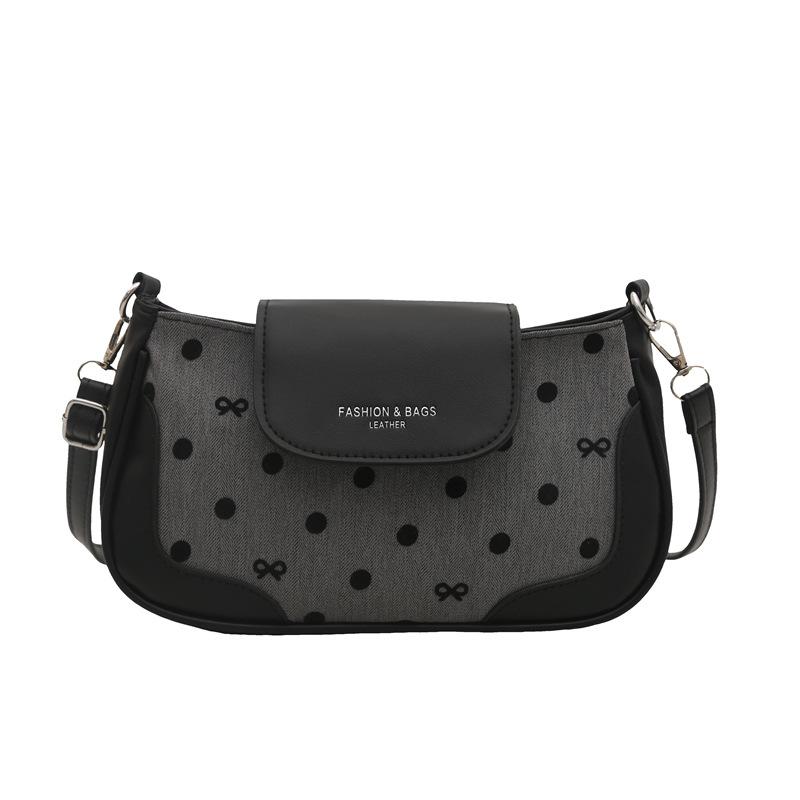 2025 Autumn New Bag Single Shoulder Armpit Bag Women's Fashion Polka Dot Dumpling Bag Niche Contrasting Color Oblique Span Bag