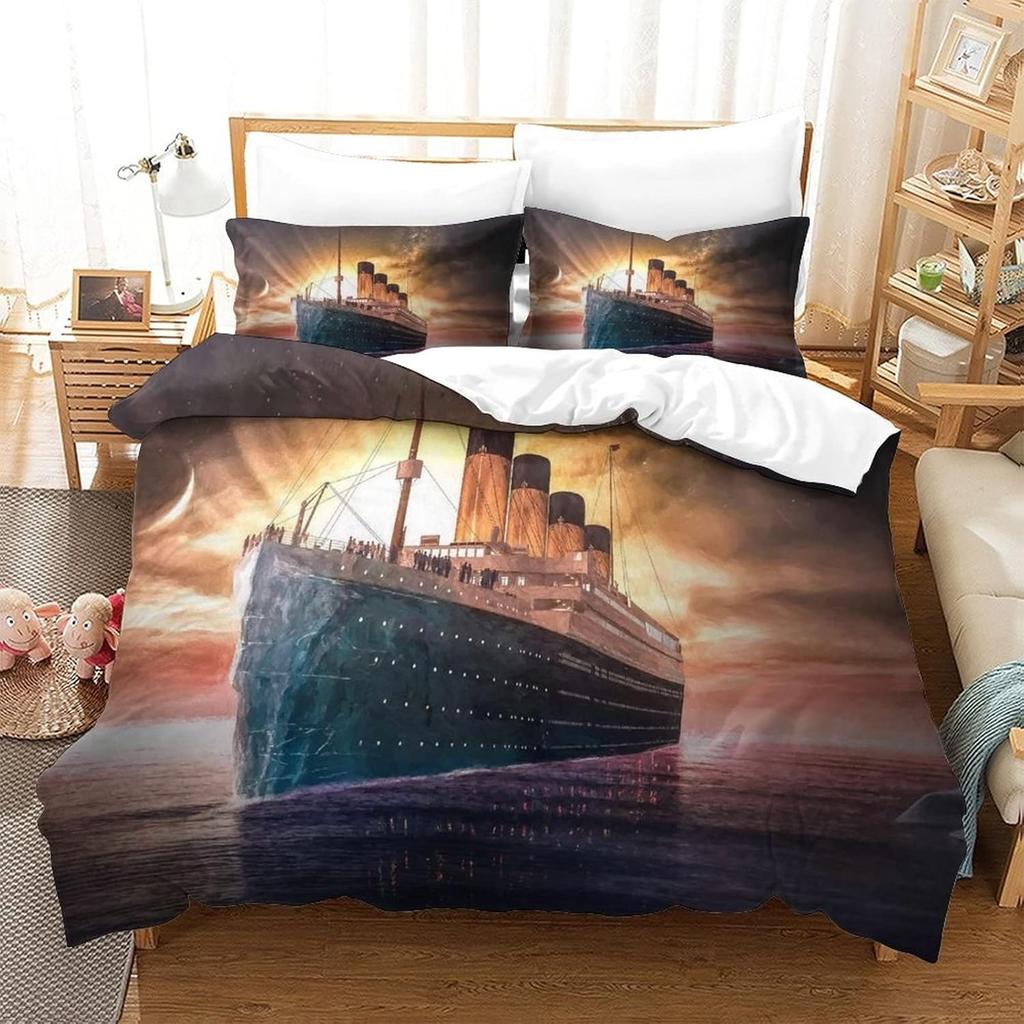 Exquisite 3D Titanic Ship Ocean Wallpaper Romantic Love Print Bedding Set Duvet Cover Comforter Bed Youth Kids Girls Boys Gift