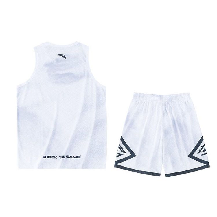 Anta Basketball Series Pattern Print Quick-Dry Game Jersey Set Men Sportswear Pure-White 152331201-1