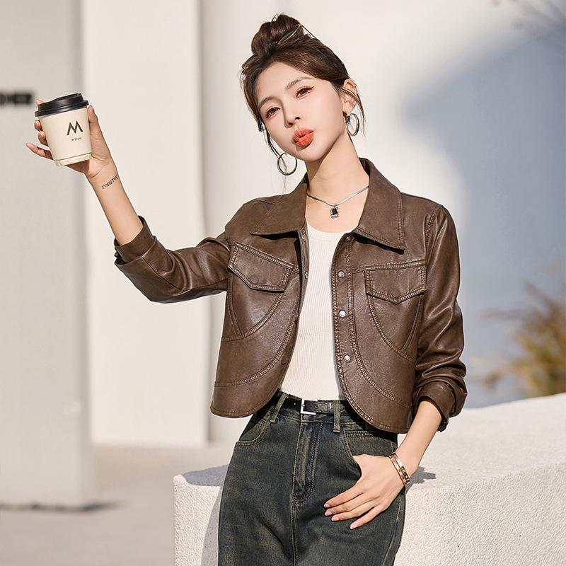 Women’s Trendy Hong Kong & Korean Style Sheepskin Leather Jacket