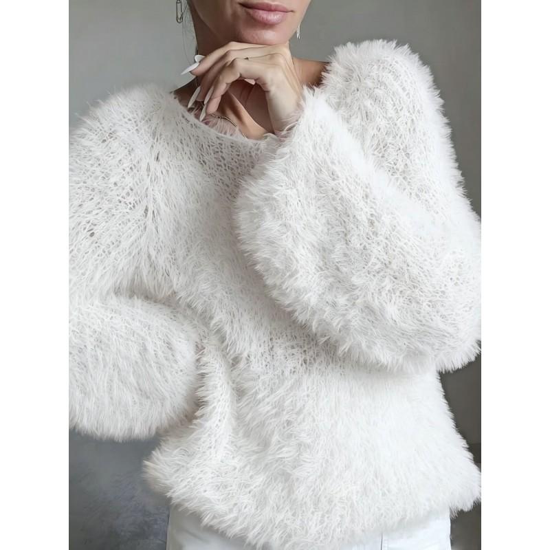 2026 Womens Oversized Round Neck Long Sleeve Knit Sweater In Pastel Colors Soft Casual Pullover