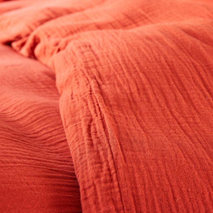 "Noah" Cotton Gauze Duvet Cover Set 240 X 220 for Double Bed 140 To 160 Cm - Noah Terracotta