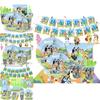 Bluey Kids Theme Birthday Party Supplies Decor Plate Tablecloth Balloon Banner