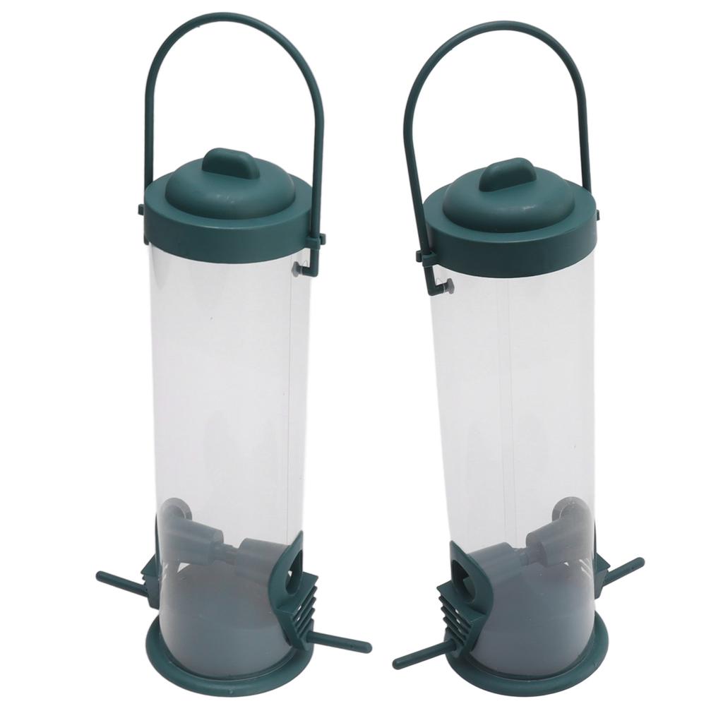 2 Set Bird Tube Feeder Plastic Transparent Hanging Finch Feeder Garden Decoration with 2 Vents 2