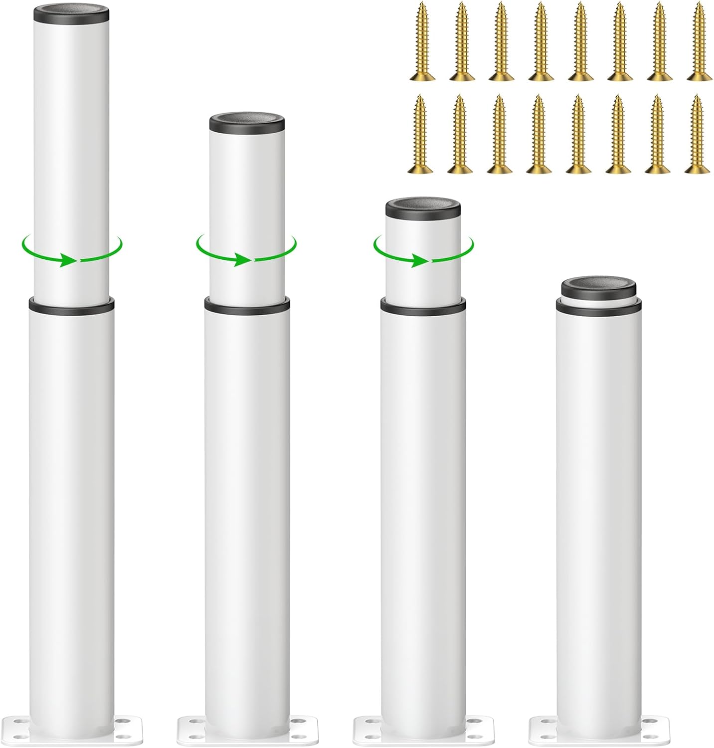 

Упаковка из 4 металлических мебельных ножек, 18 см регулируемые белые мебельные ножки, регулируемая высота 0-150 мм, грузоподъемность до 800 кг, мебельные ножки 25-42 cm