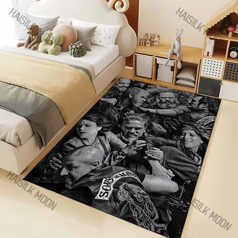 1PC Motorcycle gang intense fight Carpet for Living Room Bedroom Sofa Home Decor Rus Non-slip Floor Mat Luxury Gift