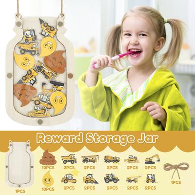 Reward Storage Jar for Toddler Hanging Savings Bottle Reward Behavior Chart for Teeth Brushing Bedtime Daily Reading Training