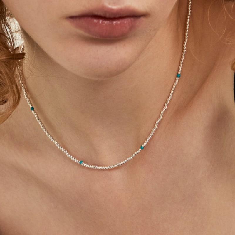 

LUNNE Silver 925 Breeze Turquoise Point Necklace #LSN71 Turquoise (39.41cm)