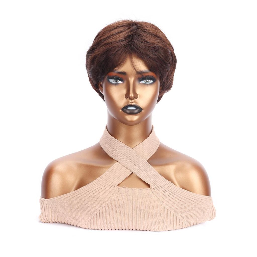 Synthetic Short Straight Wigs With Bangs Extensions Grey Wig Fiber Wigs For Women