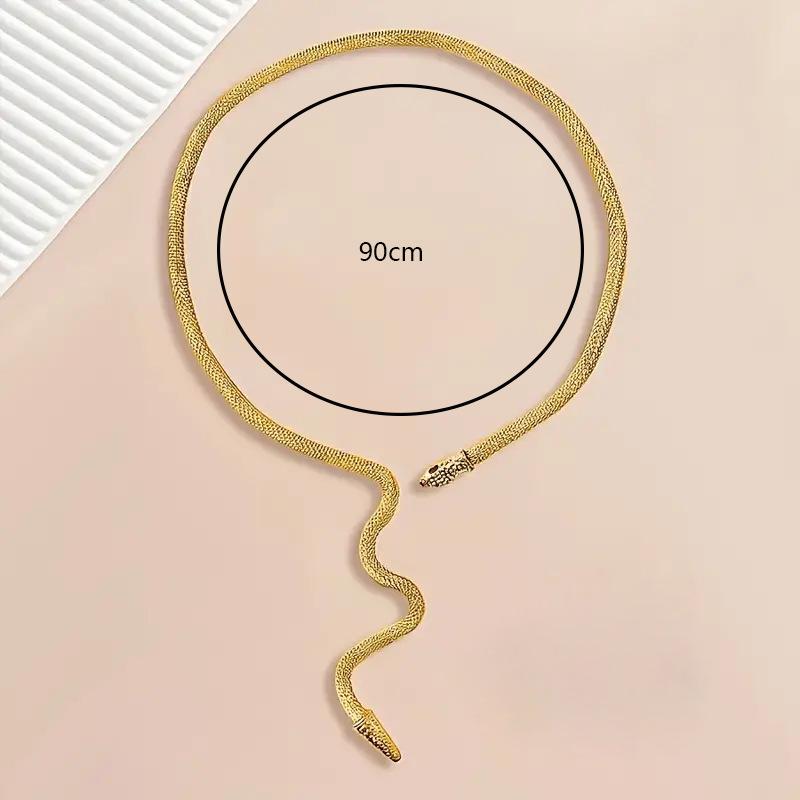 Exaggerated Metal Snake Winding Collar Y-Shaped Necklace Bracelet Set Adjustable Personality Niche