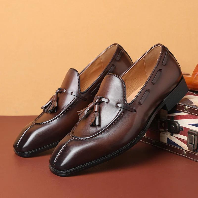 Italian Man Casual Leather Business Shoe Comfy Flat Designer Office Walking Shoes New Luxury Leather Derby Shoes Loafers