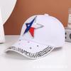 New Rhinestone Five-pointed Star National Flag Baseball Cap European and American Trendy Personalized Sunshade Cap Soft Top Casual Sunscreen Cap