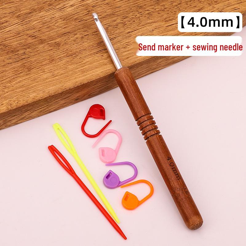 Set croșete din lemn rotunde pentru proiecte cu fir: Pulover, Păpușă, Papuci de casă și Pachet Material Tricotat