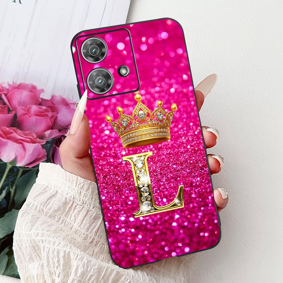 For Motorola Edge 40 Neo Case XT2307-1 Cute Crown Letters Cover Soft Silicone Phone Cases For Motorola Edge 40 Edge40 Neo Fundas
