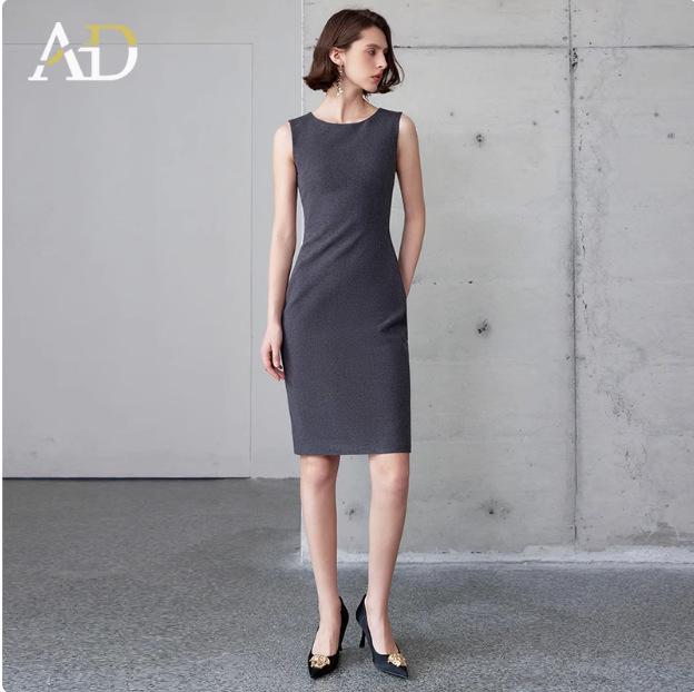 

Темно-серый шерстяной профессиональный костюм на одной пуговице - Осень/Зима Приталенный Офисная одежда Large