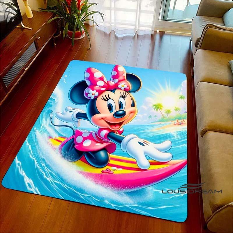 Cute Pink Minnie Mouse Cartoon Rug, Suitable for Living Room, Bedroom, Kitchen, Hallway, Children's Non-slip Floor Mat,