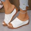 Large Size Platform Sandals European and American Outer Wear Open-toed Fish Mouth Sandals Slope Heel Retro Hollow Sandals