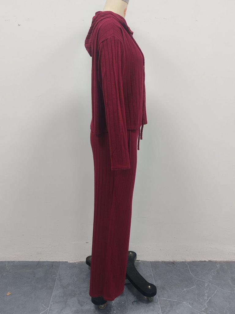 2026 European & American Women's Casual Knit Stripe Hoodie Set