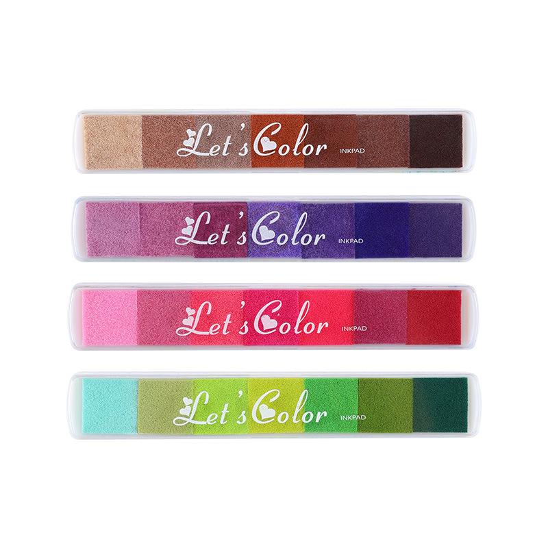 7-color Long Strip Gradient Children's Craft Ink Pads for Scrapbooking Journal Coloring Stamp Fun Kids DIY Fingerprint Painting