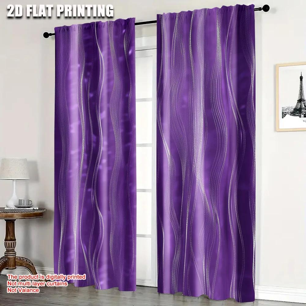 2pcs, plane printing Curtains Roller Blinds Silvery Wave Line 100% Polyester (without rod) Decorations Inside Use for Living
