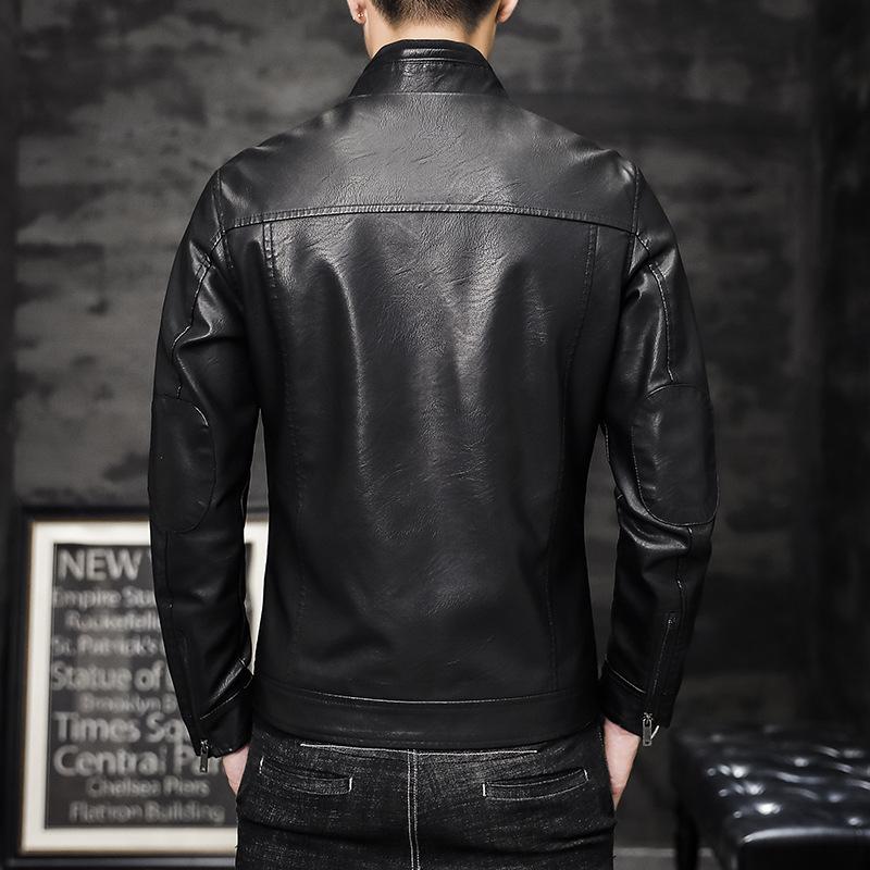 New Men's Leather Jacket With Plush And Fashionable And Slim Fitting Motorcycle Leather Jacket Washed PU Leather Men's Jacket