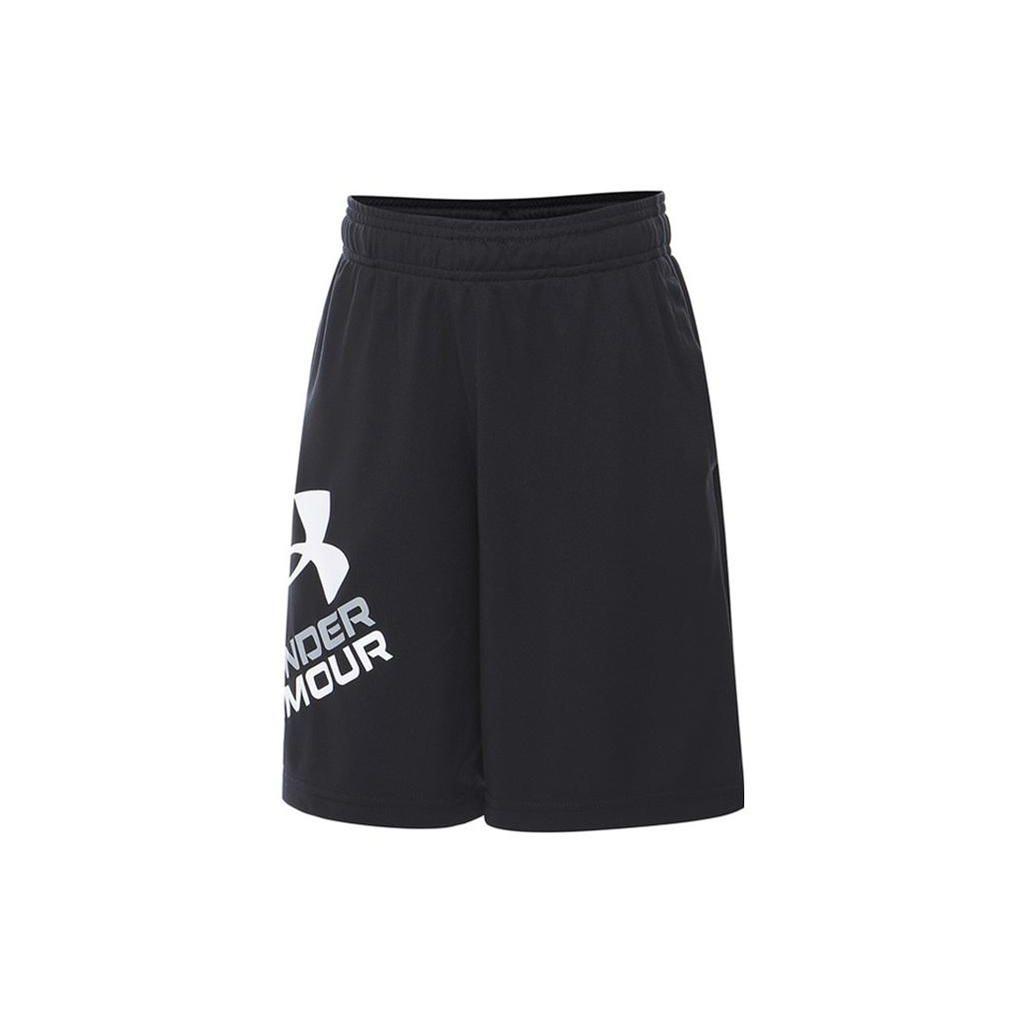 Under Armour Straight Leg Five-Point Shorts With Letter Logo Print Kids shorts Black 1361817-001