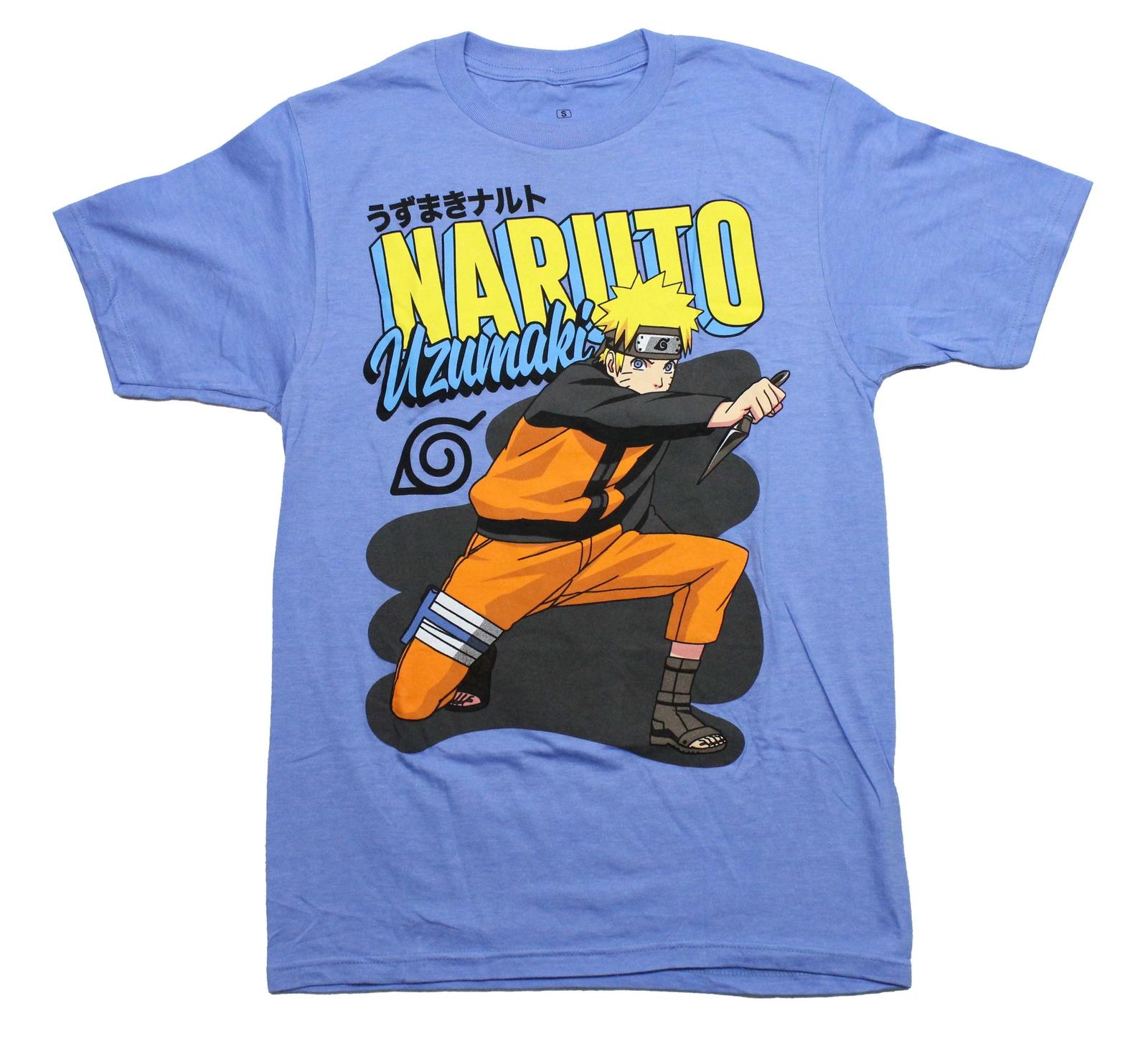 Naruto Shippuden New Adult T-Shirt - Uzumaki Crouching Holding Knife M