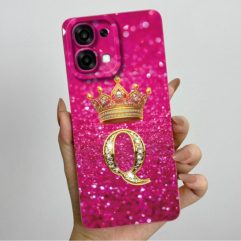 For Oppo A6 Pro 2025 Fashion Initial Letter Couple Phone Case for Oppo A6 Pro A6Pro 4G 5G Soft Silicone TPU Lens Protective Case