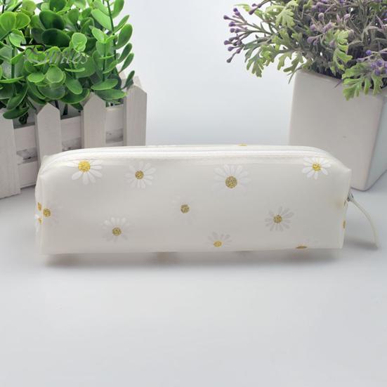 Waterproof Pencil Bag Flower Case, Large Capacity PVC Pen Pouch, Case Stationery for Students, School Supplies Organizer Long Compartment