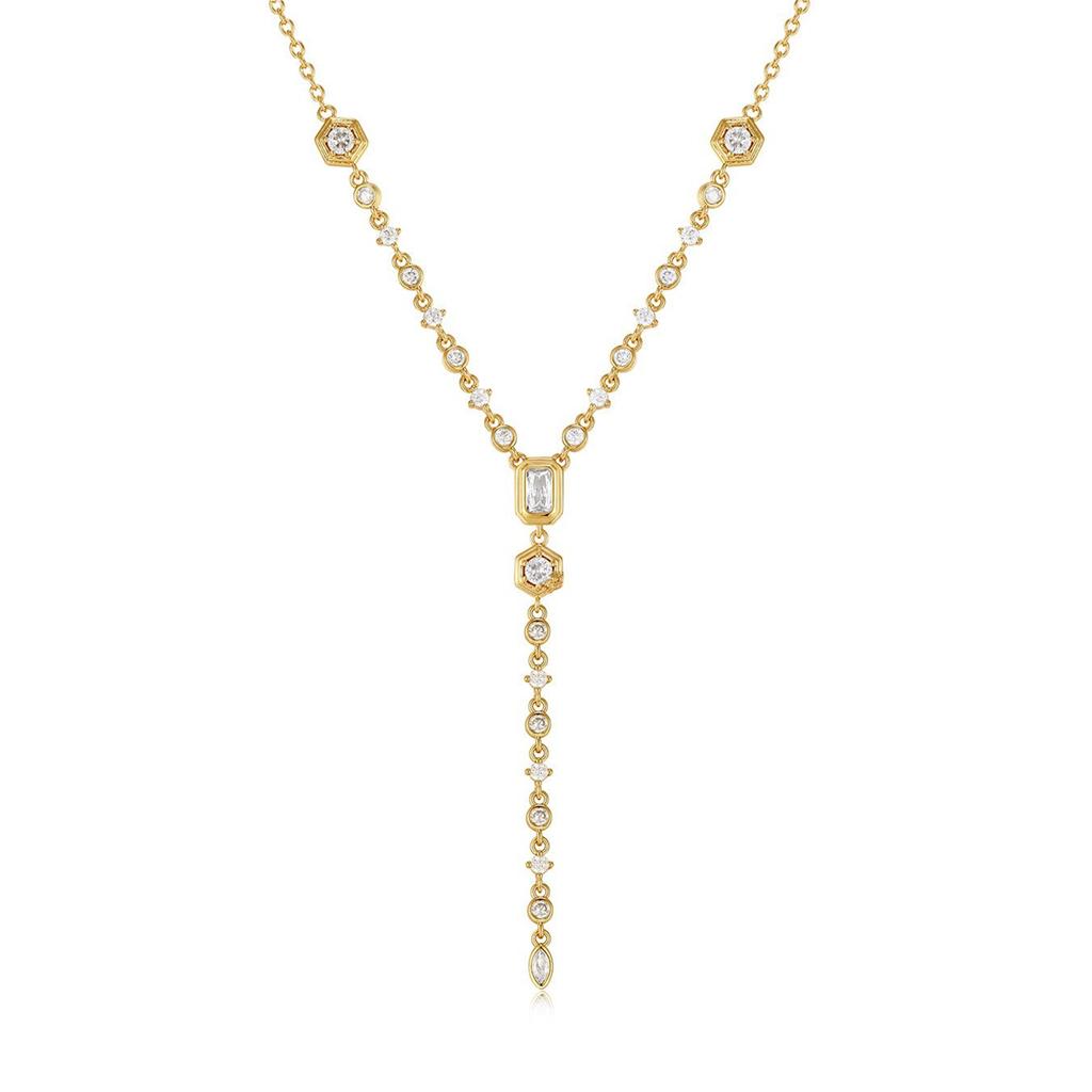 Multi Zircon Elliptical Round Pendant Necklace with Minimalist Instagram Fashion Plating for Color Protection