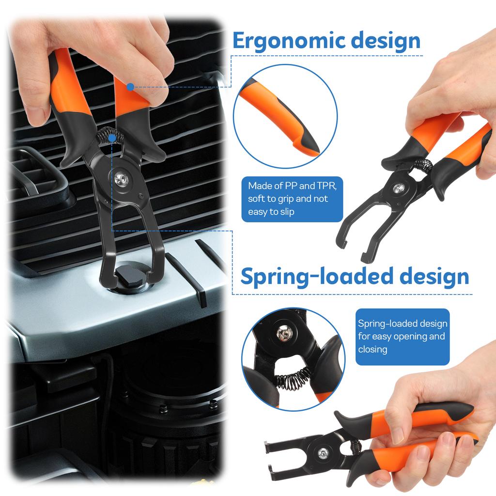 Car Repair Installation Tool Trim Clip Removal Pliers 40° and 85° Spring Loaded Push Pin Pliers Upholstery Remover Tools Kit
