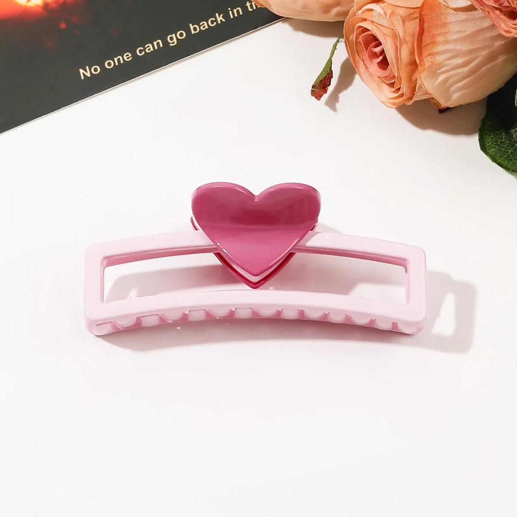 5.1in/3.3in Dopamine Colorful Love Heart Geometric Hair Claw for Women Large Size Shark Clip Thick Thin Hair Accessories Summer