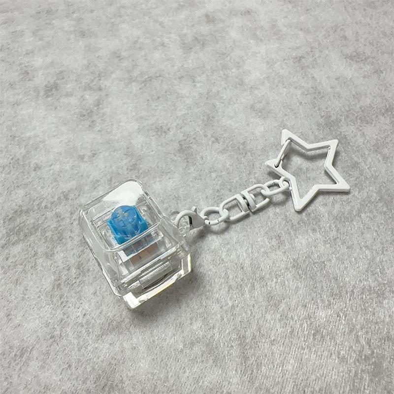 Transparent Star Keyboard Keychain Pendant Decompression Keys PC Cap Fingertip Press Mechanical Keyboard EDC