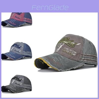 Unisex Retro Baseball Cap Washed Denim Cap Adjustable Casual Embroidered Letter Hat