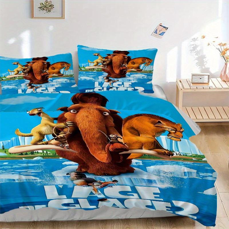 

3pcs Ice Age 2 Adventure Bedding Set, Includes Quilt Cover and Pillowcases, Suitable for All Seasons, Machine Washable, Ideal Gift for Famil 135x200cm