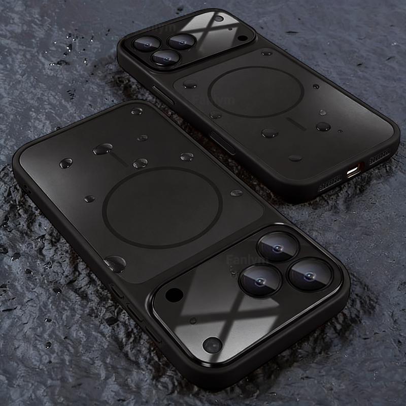 Luxury Magnetic Phone Case For iPhone 17 16 15 14 13 Pro Max For MagSafe Shockproof Hard Glass Lens Protection Matte Cover