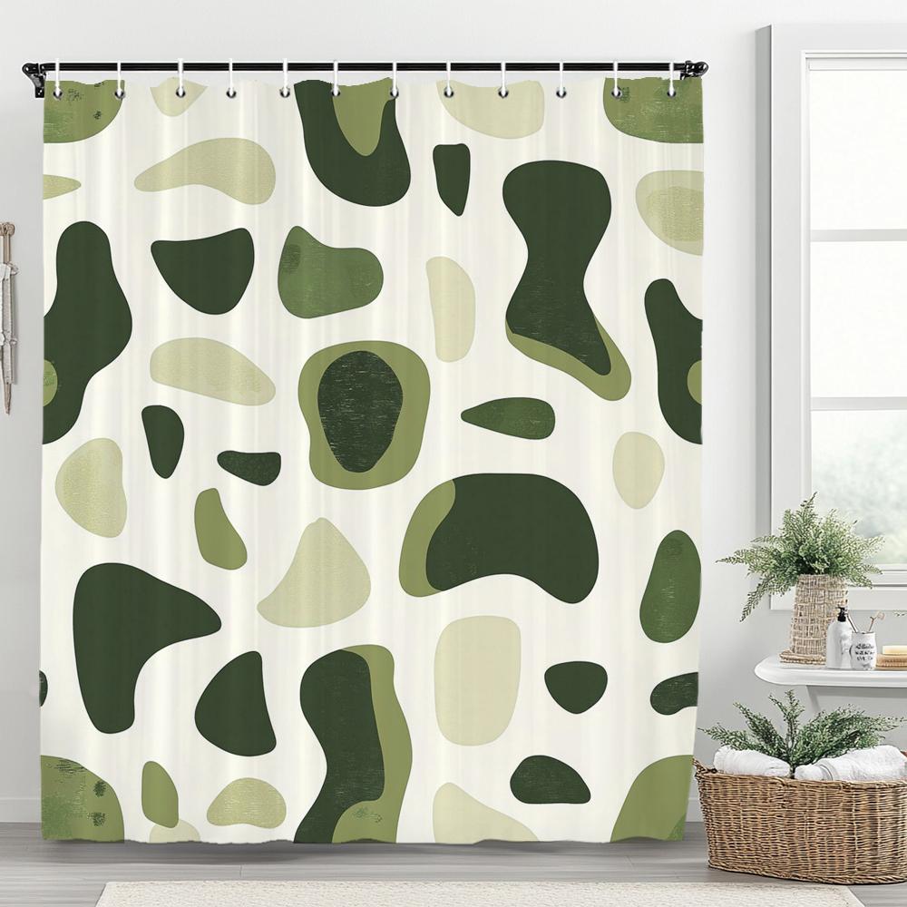 Modern Geometric Shower Curtain, Stylish Design Modern Minimalist Bathroom Curtain , Home Decoration Curtain With Hooks