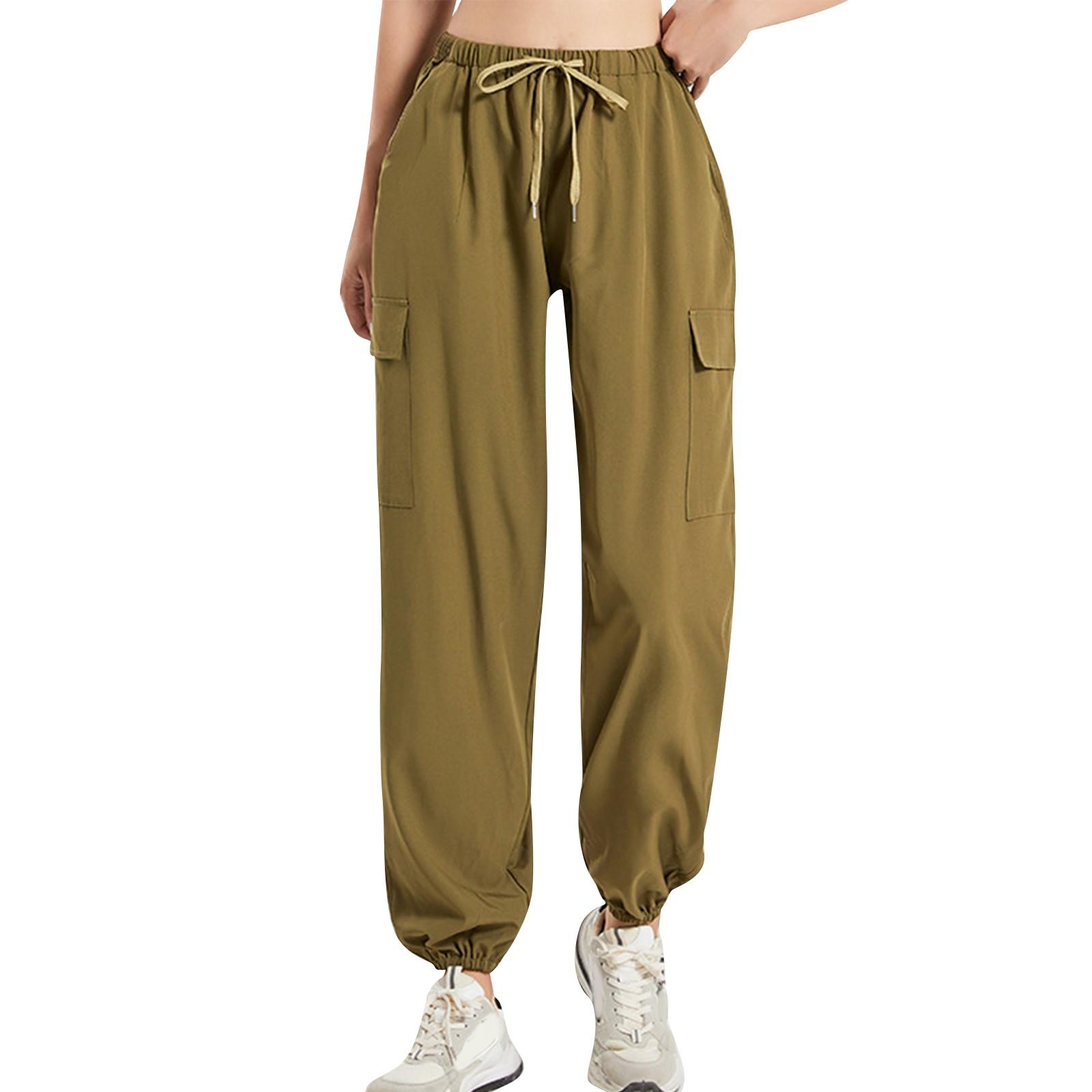

Женские повседневные однотонные брюки с карманами и ремнями, спортивные брюки L