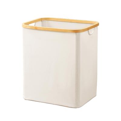 LunaMeet Faltbare Wäsche mit Bambus Wäschekorb, 60L, Griffe, (Cremefarben)
