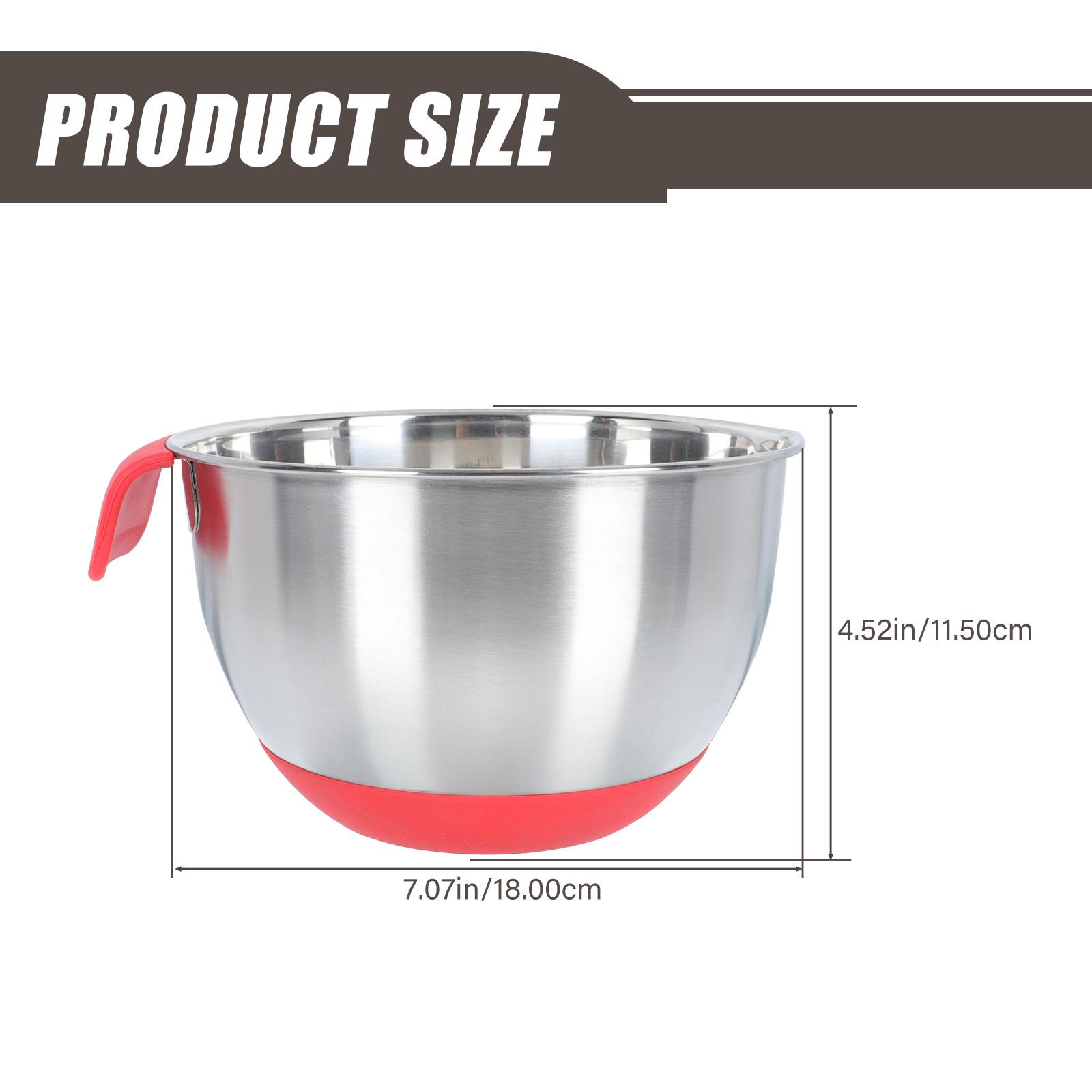 

1Pcs Egg Mixing Bowl Silicone Stainless Steel Inclined Mouth Salad Basin Kitchen Storage Container Multipurpose Rice Pasta Soup