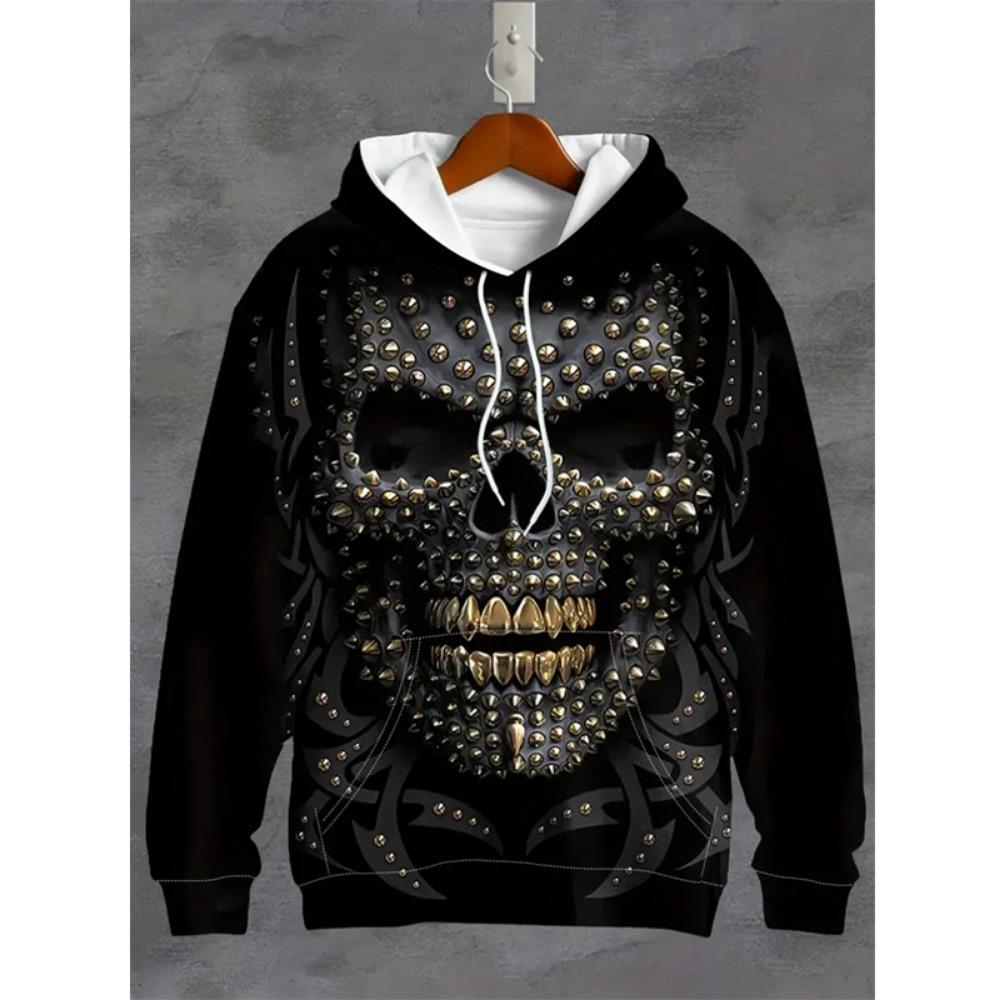 Vintage Herren- und Damen-Sweatshirt 3D Totenkopf Grafikdruck Lässiger Hoodie Herbst Übergroße Kleidung Harajuku Langarm Kinder Pullover